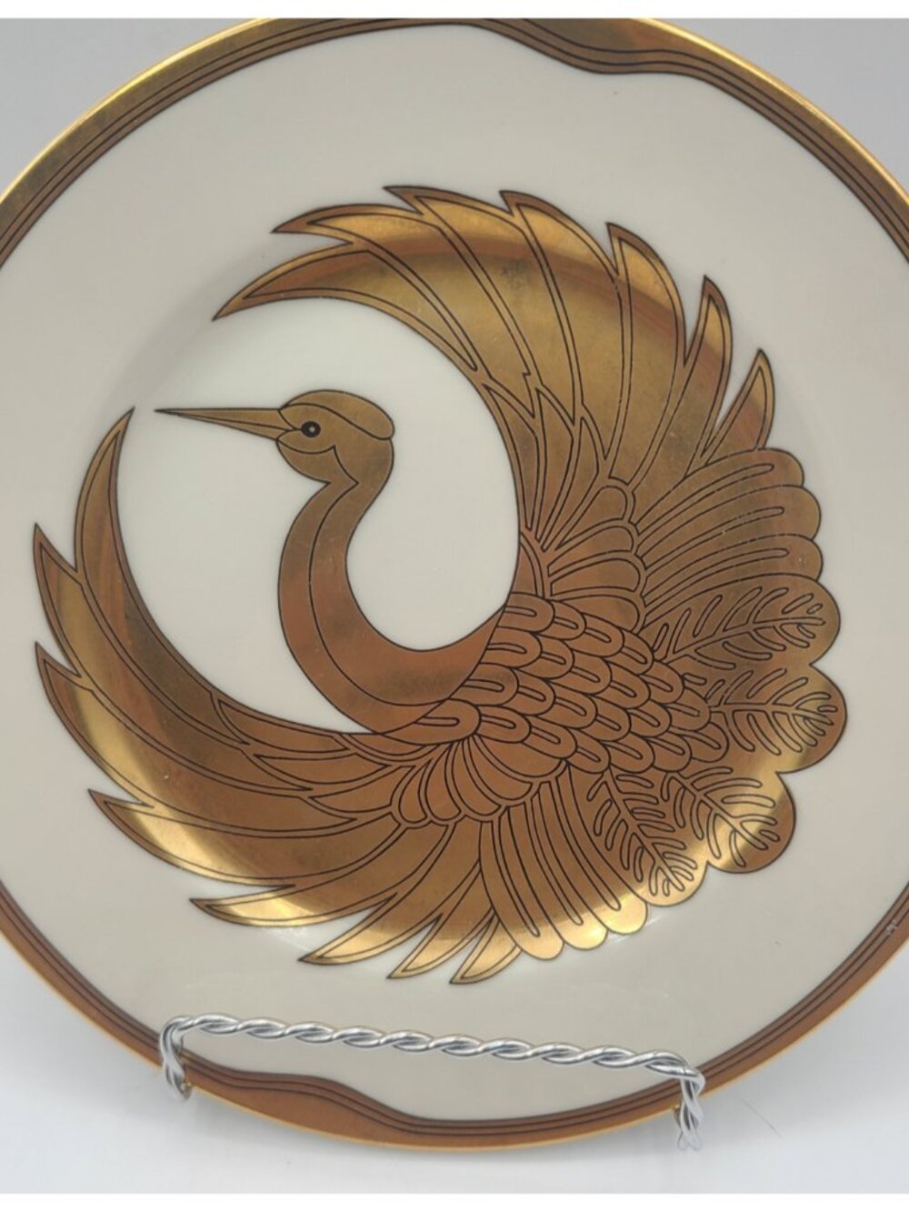 Vintage Fitz And Floyd Golden Tsuru Pattern Collectible Plate 1979